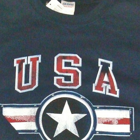 NWT Gildan Mens Sweatshirt XL Patriotic USA Navy Blue & Red American Pride - Picture 5 of 5